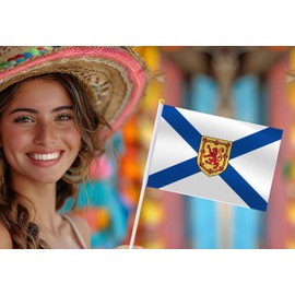 10 Pack Nova Scotia Handheld Small Flag,Mini Nova Scotian Hand Held Miniature Stick Decor