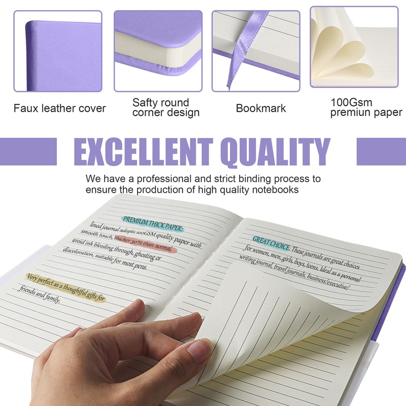 EMOMAS Lined Journal Notebook, (Mauve), 160 Pages, Medium 5.7 inches