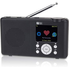Ocean Digital WR-23F Portable FM Internet Radio 2.4” Color LCD Built-in Battery Wi-Fi Bluetooth (Black)