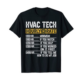 Vintage Retro HVAC Technician Hourly Rate Engineer Repairman T-Shirt