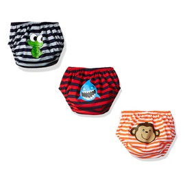 KIKO & MAX Baby Boys' Infant Three-Pack Absorbant Reusable Swim Diaper (Medium)