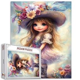 Tucocoo Cute Little Girl Jigsaw Puzzles for Adults, 1000 Pieces, Flower Hat, Fantasy Art Puzzle, Colorful Craft Puzzle for Home Decoration, Gifts, Family Puzzle, Perfect for Game Nights