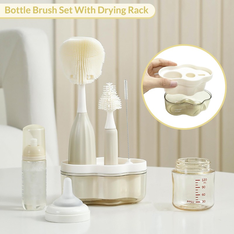 biqin Baby Bottle Brush Kit with Push-Press Bubble and Drying