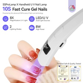 SAVILAND SSPro X U V Nail Lamp for Gel X Nail: 10s Fast Flash Cure Handheld U V Light 2 Lighting Modes Travel Mini Gel Light Rechargeable Cordless Portable LED Lamp for DIY Manicure Home