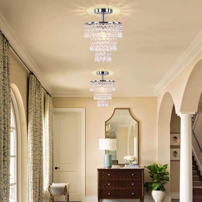 FRIXCHUR Modern Crystal Chandelier Ceiling Light Fitting Hallway Lights Ceiling