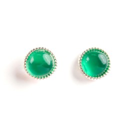 Elegant Green Agate Earrings Round Design 14K Gold Plated 925 Silver Pins Ideal for 18-25 Year Old Women Perfect for Prom Party Birthday Gift Box, Copper alloy, K gold plating Green Agate, Pearl