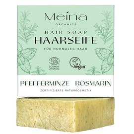 Meina Natural Cosmetics Hair Soap - Organic Shampoo Bar with Nettle, Peppermint and Rosemary, Palm Oil-Free, Solid Vegan Bar Shampoo, Shampoo Soap for Men and Women, 1 x 80 g