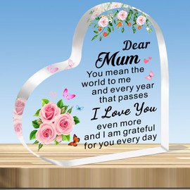 JMIMO Gifts for Mum Best Mum Gift from Daughter Son Mum Birthday Christmas Mother's Day Gifts Heart Plaque Keepsake Present for Mum Mother Mummy