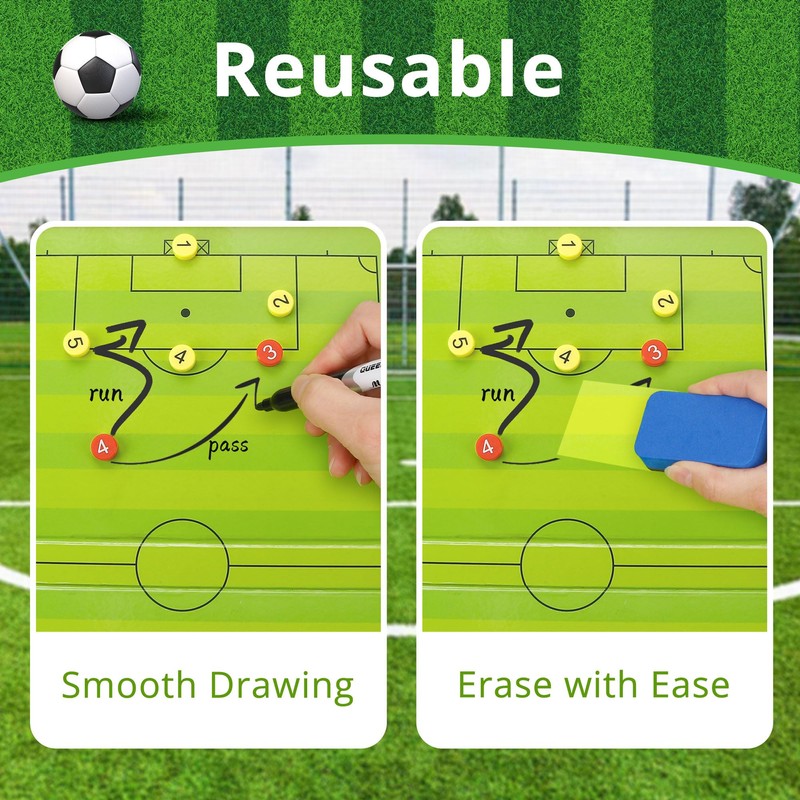 Football Tactics Board Portable Football Coaching Marker Board with Magnets,