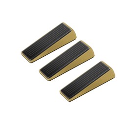 Architectural Hardware - Heavy Duty Zinc Door Stopper with Rubber Anti Scuff Grips - Metal & Rubber Wedge Door Stoppers for Bottom of Door - Modern Door Stops - Door Wedge (3 pcs)