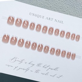 Caiguoer 24 Pcs Square False Nails Medium Length Crystal Press On False Nails for Women and Girls (D )