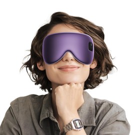 Silk Cordless Heated Eye Mask, Compress Heating Pad for Dry Eye Stye Eye Strain, Electric Warm Eye Mask for Airplane Sleeping, Blackout Eye Mask for Travel (Silk-Purple)