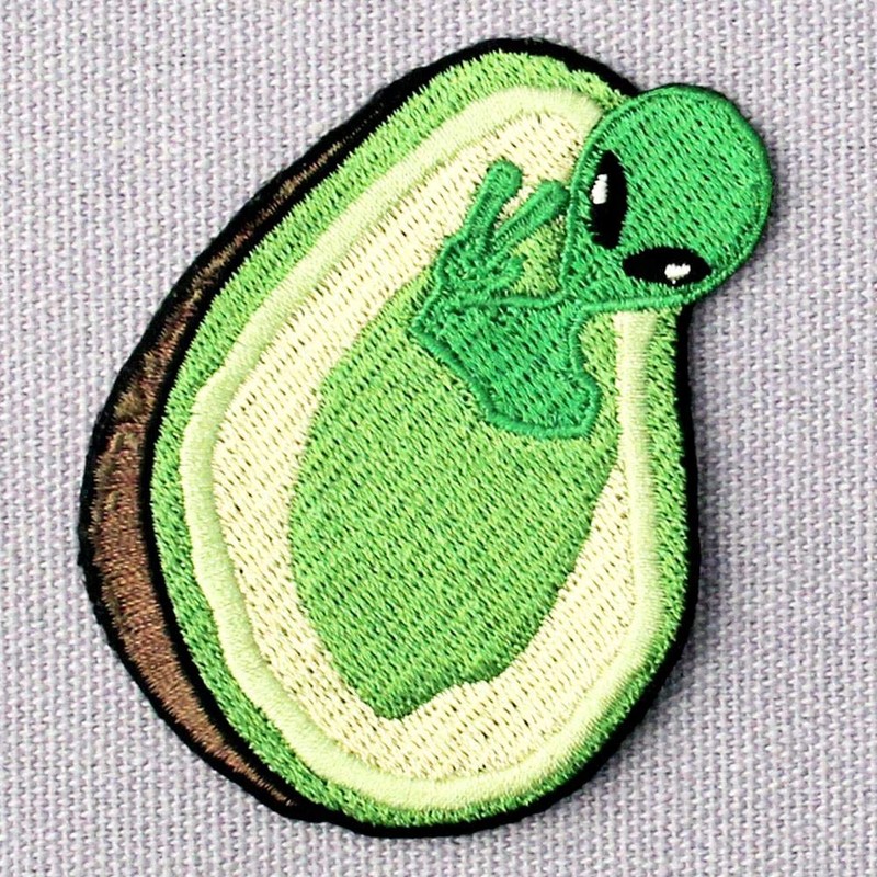 Alien in Avocado Patch Embroidered Applique Iron On Sew On