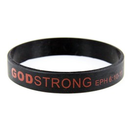Godstrong 8040004 3 Pieces Black with Red Small Size Imprinted Silicone Band Eph. Ephesians 6:10-11