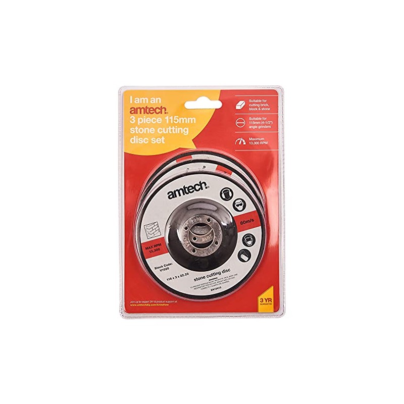 Amtech V1020 3 Piece 115mm stone cutting disc set
