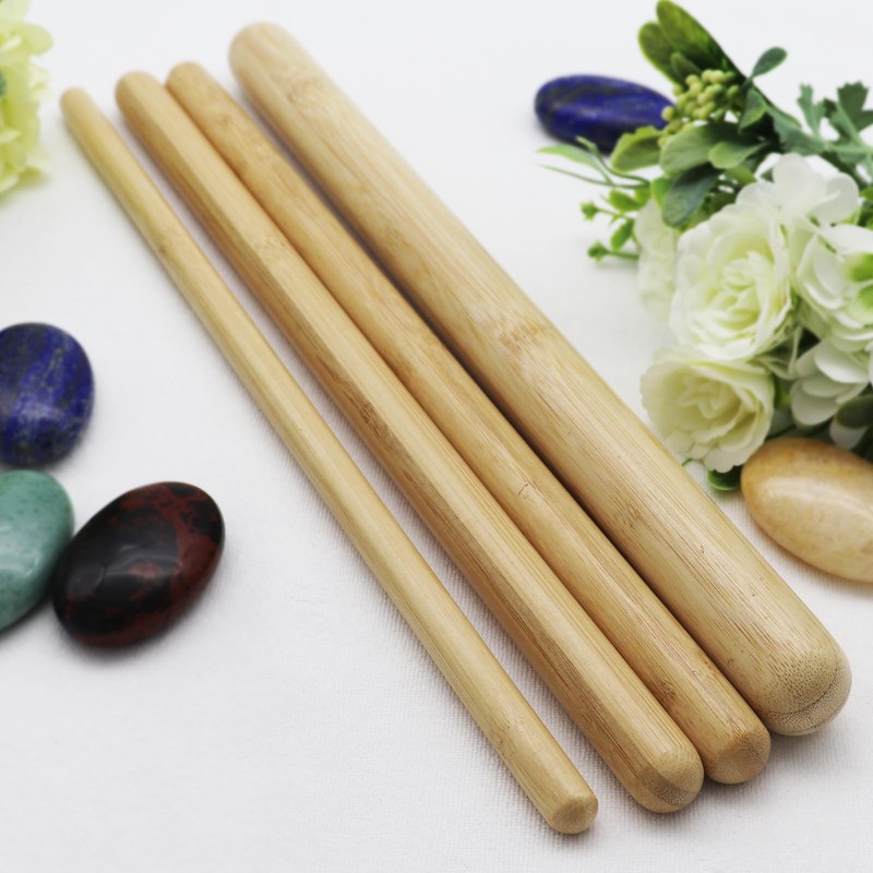 Goodtar 12 PCS Solid Bamboo Massage Stick Sets Warm Bamboo