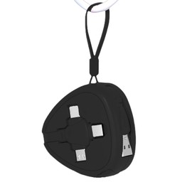 nusnalo Three in One Charging Cable Cord 3 in 1 Retractable Cord，3.6 Feet，Hanging Rope is Convenient to Carry USB Cable Fast Charger Compatible IP/Type-C/Micro USB Devices (Black)