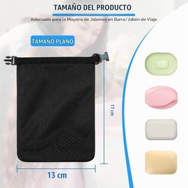 Funda impermeable para jabón de viaje con bolsa de malla, recipiente de jabón de secado rápido, soporte para jabón de barra de tamaño estándar, Negro,