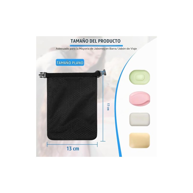 Funda impermeable para jabón de viaje con bolsa de malla,
