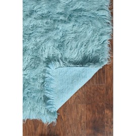 Linon New Flokati Hand Woven Wool 2'4"x4'3" Rug in Pastel Blue