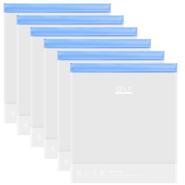 SPLF 6 Pack Stand-Up Reusable 2 Gallon Freezer Bags Dishwasher Safe, Reusable Freezer Bags 2 Gallon, Leakproof BPA Free Food Storage Bags for Marinate Meat, Veggies, Homemade Bread, Snack, Travel Item