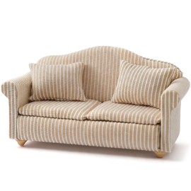 CHAMBERY 1:12 Scale Miniature Couch Wooden Sofa Dollhouse, Khaki