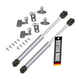 Bemacom 2 x Gas Spring Flap Fitting 120N Silver 120 kg Load Capacity Shock Absorber Gas Spring Damper Gas Pressure Damper Suitable for Furniture Flaps Doors Wheelie Bin Box