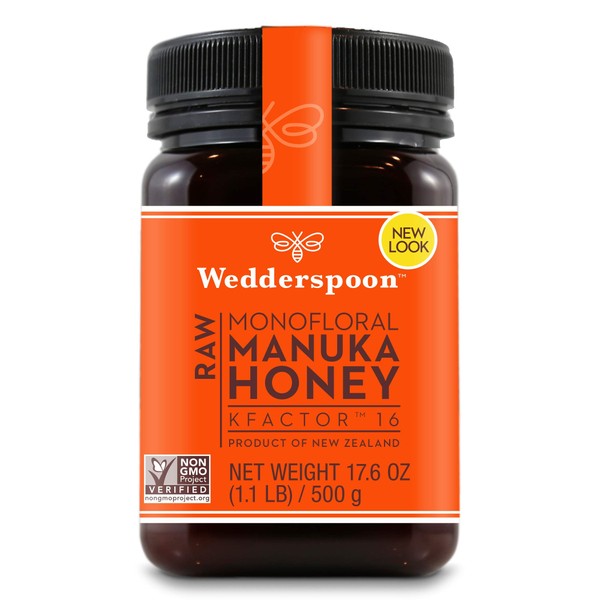 Wedderspoon Raw Premium Manuka Honey KFactor 16+, Unpasteurized, Genuine New Zealand Honey, Multi-Functional, Non-GMO Superfood, 17.6 Ounce