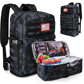 BERTASCHE Lunch Backpack for Men, 15.6 Inch Laptop Backpack for Work College Travel Camping Tactical Molle Daypack, Camo Navy