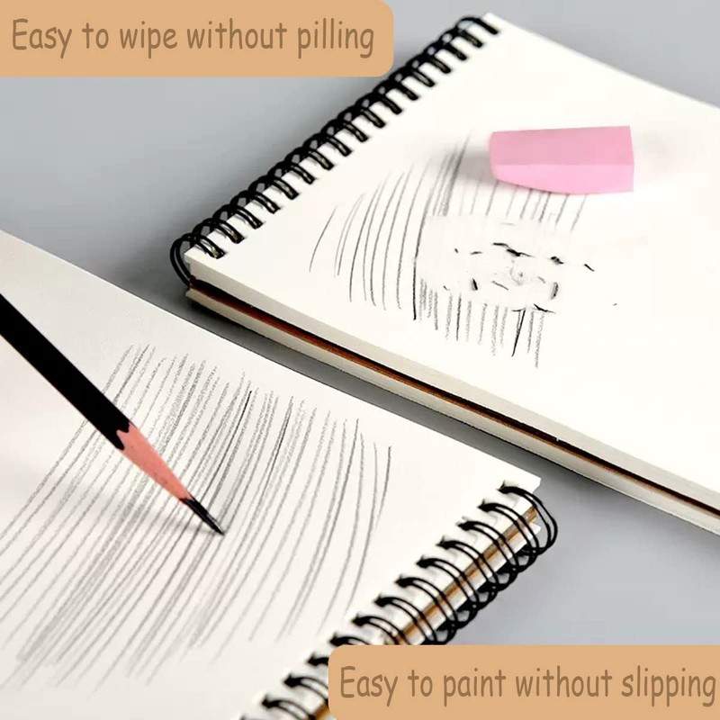 Sketch Book Pad, Drawing Paper Spiral Bound, 98lb/160gsm, Pack of