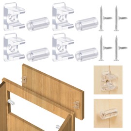Juexica False Cabinet Front Clip False Drawer Front Clips Sink Tip Out Snap with Screws Screwdrivers for Hardware Replacements(17 Pairs,Clear)