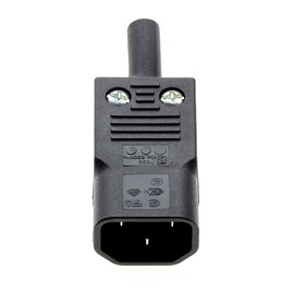 Rewireable C14 IEC Connector, Black, Straight - Socket Adapter Connector AC Ac110 250V 10A 3-Pin Inline Plug for Panel Mount