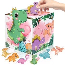 Eaezerav Valentines Boxes for Kids with 49 PCS Dinosaur Valentines Cards for Classroom Kids School Valentines Mailbox for Classroom Exchange Boxes for Boys Girls Kids