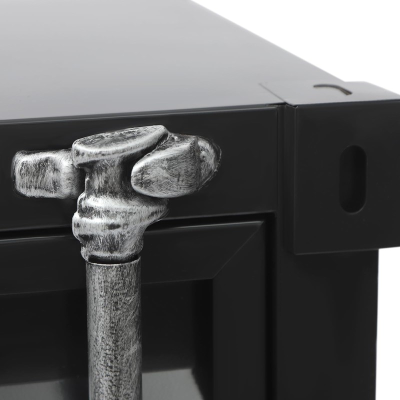 Industrial Metal Side Table with Storage Cabinet, Floor Standing Iron
