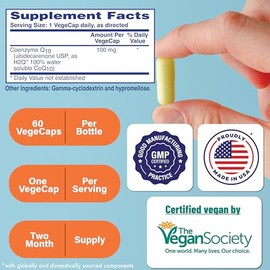 H2Q 8 x Absorption CoQ10 100mg (Non GMO, Soy Free, Vegan) 60 vegecaps