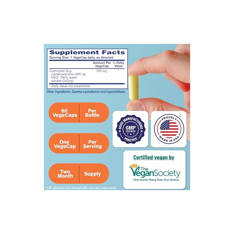 H2Q 8 x Absorption CoQ10 100mg (Non GMO, Soy Free,