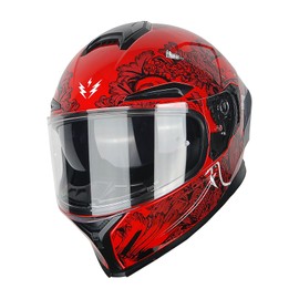 1Storm Motorcycle Full Face Helmet DOT Adults Street Bike Dual Visor Sun Inner Shield Anti Fog Pinlock Ready Shield HJAH15: Ghost Red