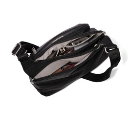 Baggallini Securtex Anti-Theft Crossover Crossbody Bag for Travel 11”W x 8.5”H, RFID, Built-in Wallet, Locking Zippers