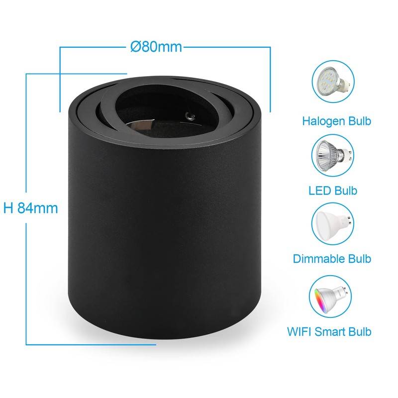 KYOTECH LED Surface-Mounted Spotlight Swivelling Diameter 80 x 84 mm