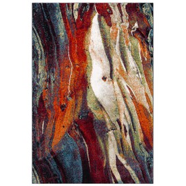 SAFAVIEH Glacier Collection 6'7" x 9' Red/Green GLA126Q Modern Abstract Non-Shedding Living Room Bedroom Dining Home Office Area Rug