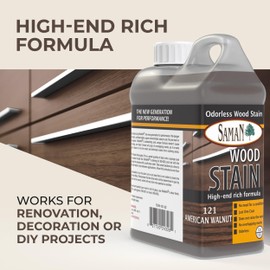 SamaN Interior Water Based Wood Stain - Natural Stain for Furniture, Moldings, Wood Paneling, Cabinets (American Walnut TEW-121-32, 32 oz)
