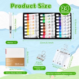 Portable Watercolour Palette, Mini Watercolour Box, Watercolour Paint Set, Wooden Sketchbook Palette, Watercolour Painting Box, Magnetic Palette with Clip, Mini Wooden Palette, Foldable (8 Grids, 24