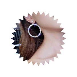 Aneneiceera Fashion Crystal Hoop Dangle Earrings Fashion Bridal Rhinestone Hoop Drop Earrings Lightweight Large Circle Earrings Gold Sparkling Prom Earrings Jewellery for Women and Girls (Gold),