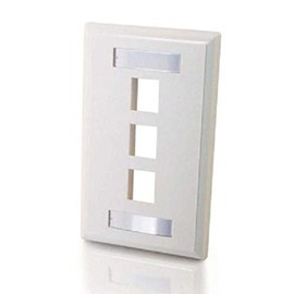C2G 03412 3-Port Keystone Single Gang Wall Plate, White
