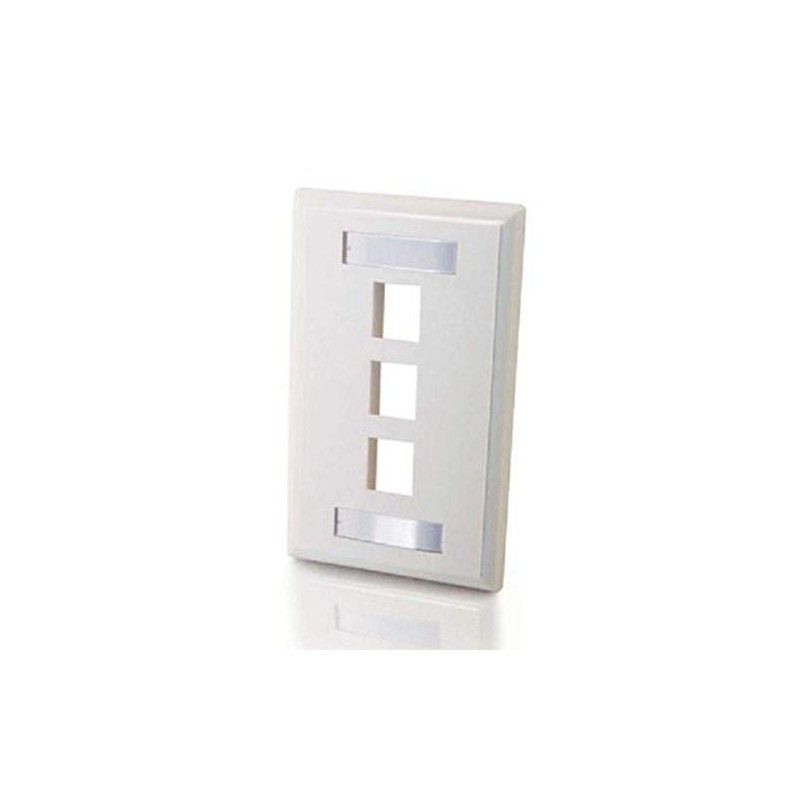 C2G 03412 3-Port Keystone Single Gang Wall Plate, White