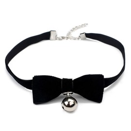 AKOAK Sexy Cute Gothic Lolita Bow Bells Velvet Ribbon Lace Necklace Choker Necklace