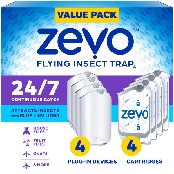 ZEVO Zevo 4 Flying Insect Traps & 4 Cartridges -