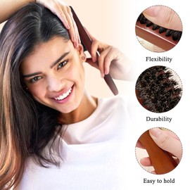 Sleek Bun BüRste,Wildschweinborsten Bürste,Sleek Bürste,Haarbürste Wildschweinborsten,Sleek Zopf Bürste,Geeignet für Alle Haartypen und Haartypen,Wird mit 3 Kanten-Stylingbürsten Geliefert