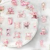 50Pcs Transparent Pink Aesthetics Stickers, for Scrapbooking, Journaling, Photo Albums,