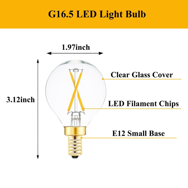 SHUWDKAR E12 Globe LED Bulb 25 Watt Equivalent Candelabra Base